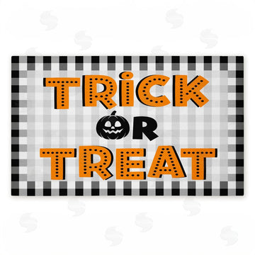 Marcus Prime | Trick Or Treat over Gingham Non-Woven Door Mat