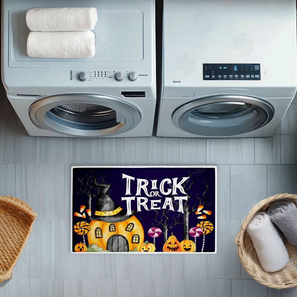 Kim Allen | Trick Or Treat Pumpkin House Plush Bath Mat