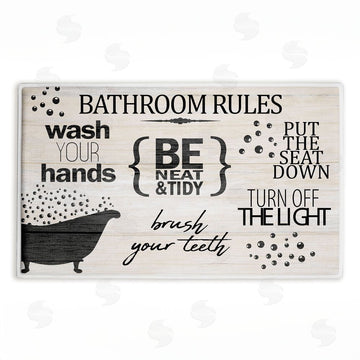 Kim Allen | Rustic Bathroom Rules Plush Bath Mat