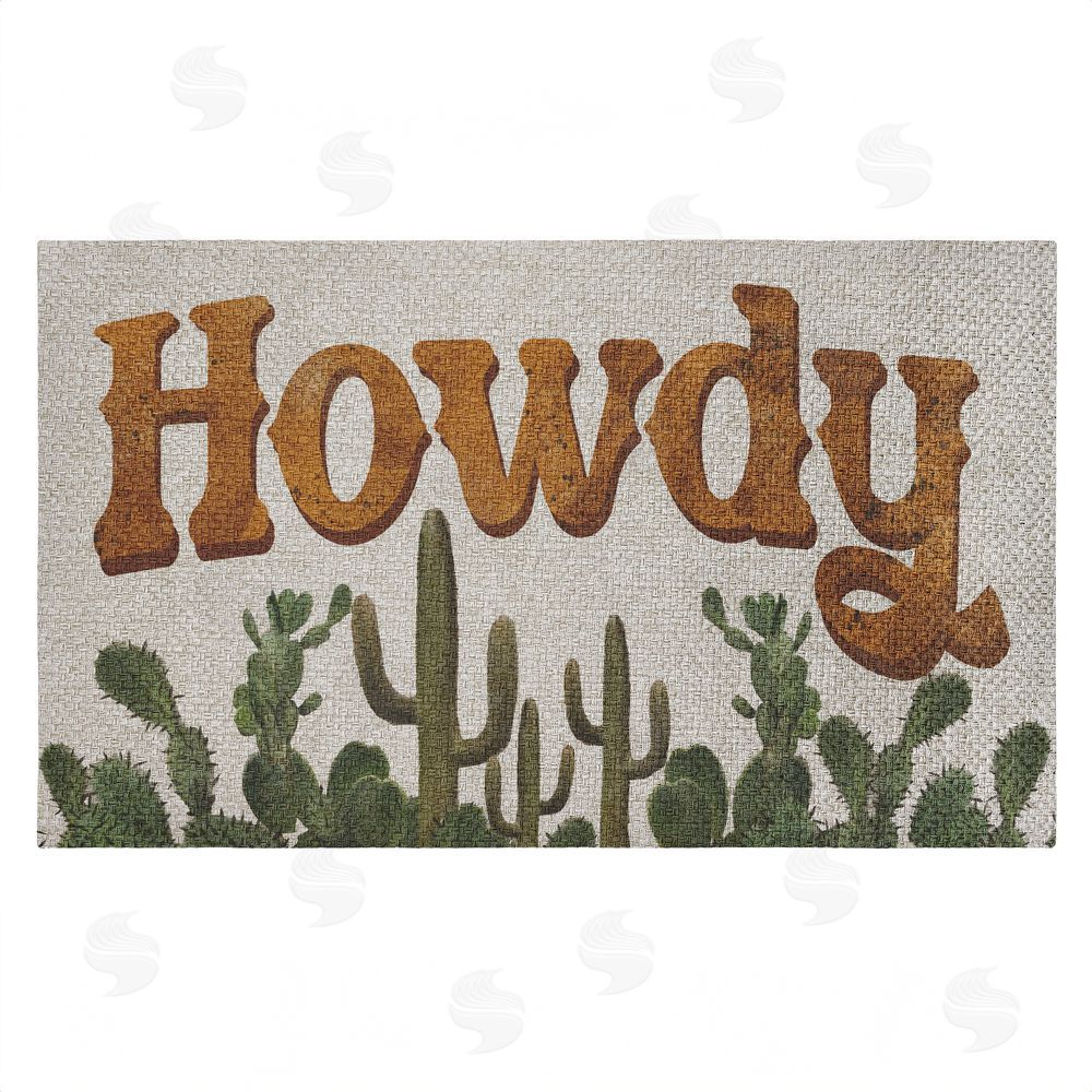 Matthew Piotrowicz | Western Howdy With Cacti Faux Sisal Door Mat