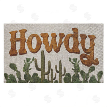 Matthew Piotrowicz | Western Howdy With Cacti Faux Sisal Door Mat
