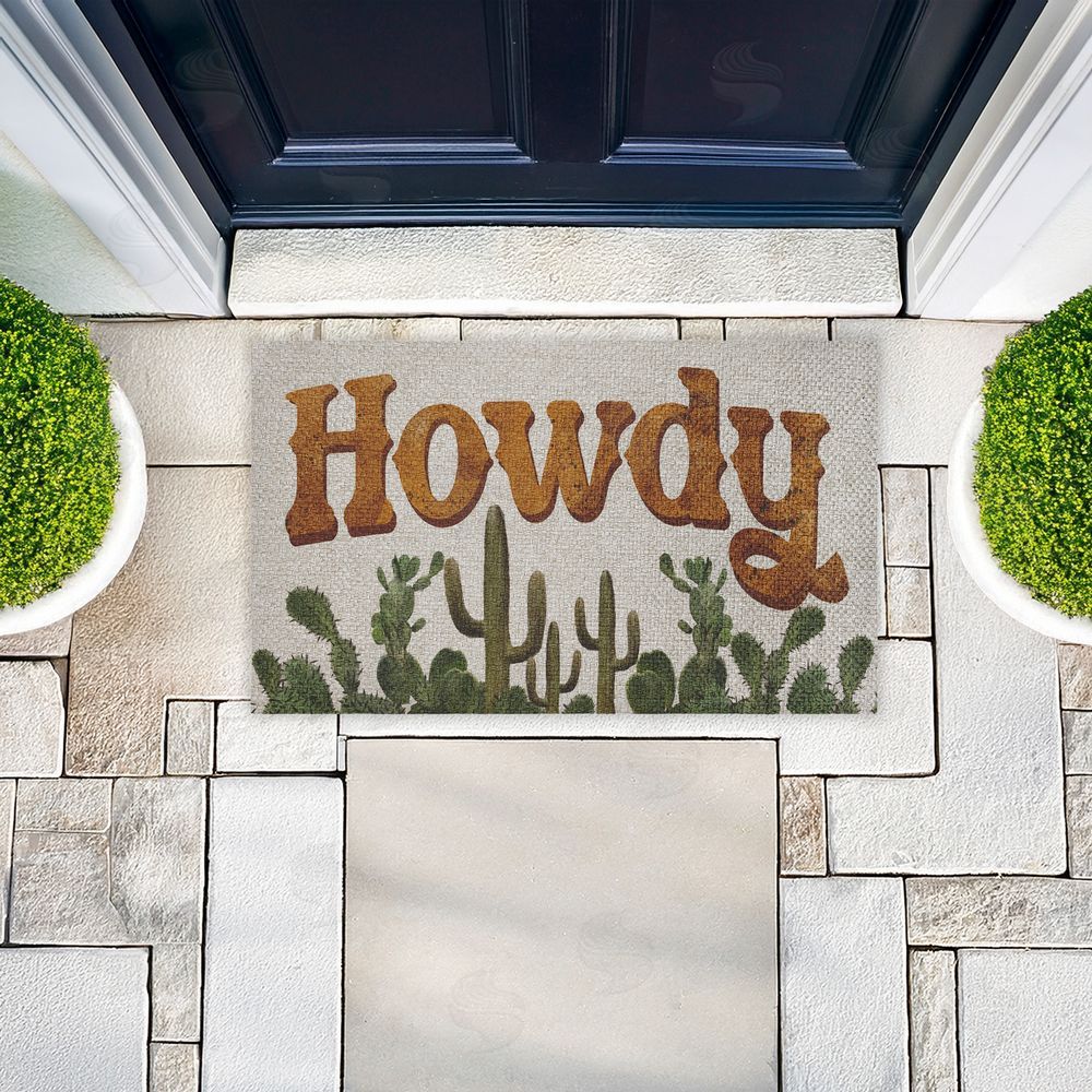 Matthew Piotrowicz | Western Howdy With Cacti Faux Sisal Door Mat