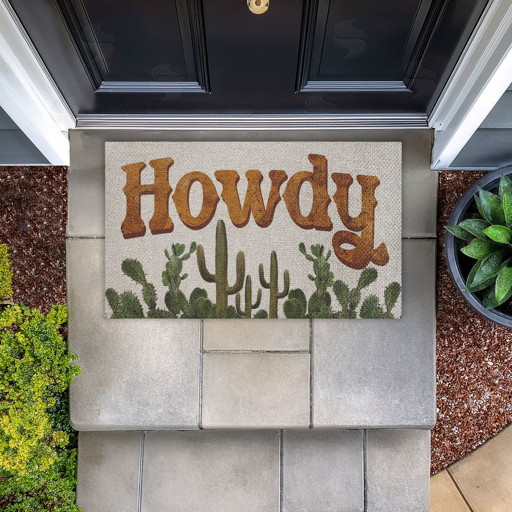 Matthew Piotrowicz | Western Howdy With Cacti Faux Sisal Door Mat