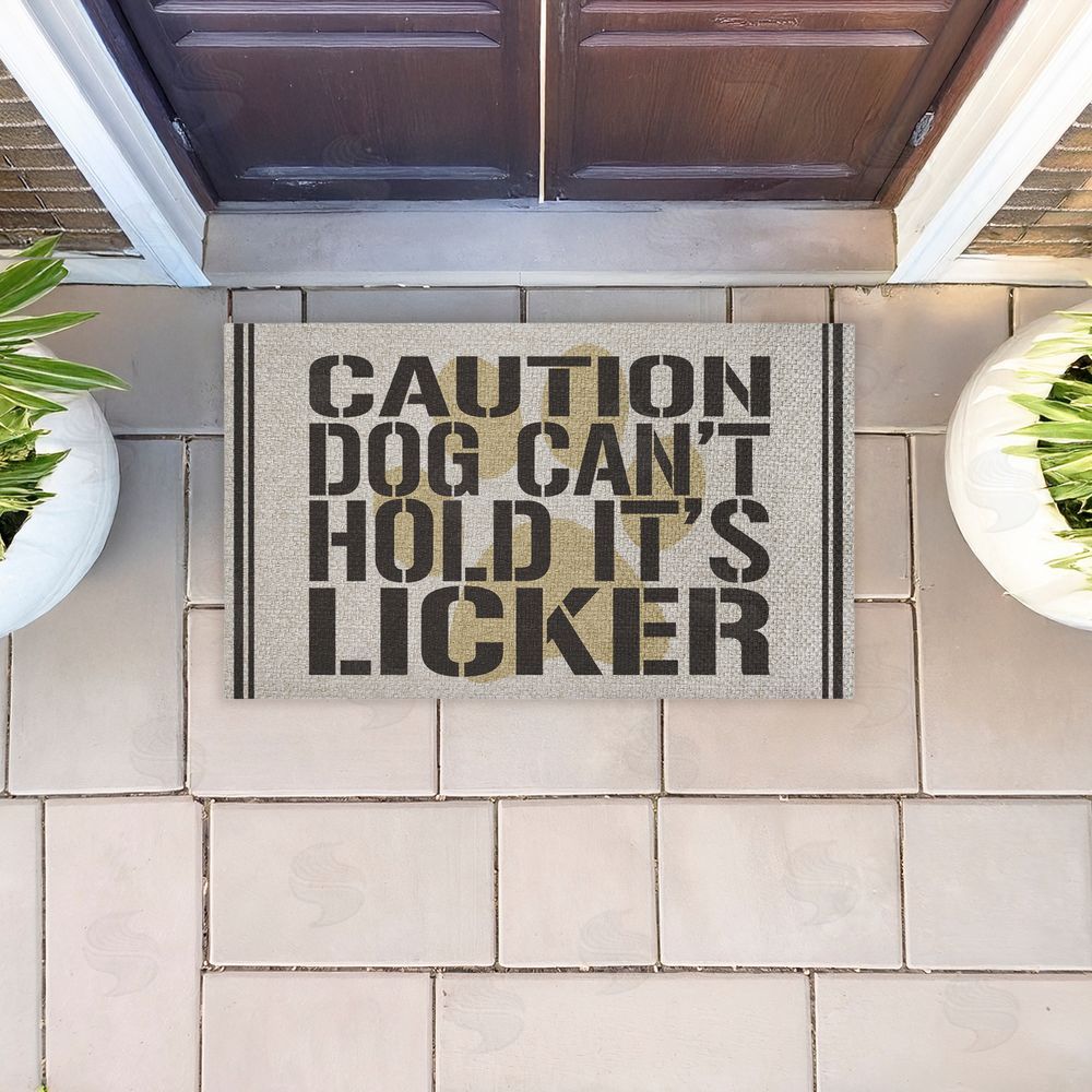 Kim Allen | Dog Can't Hold Licker Faux Sisal Door Mat