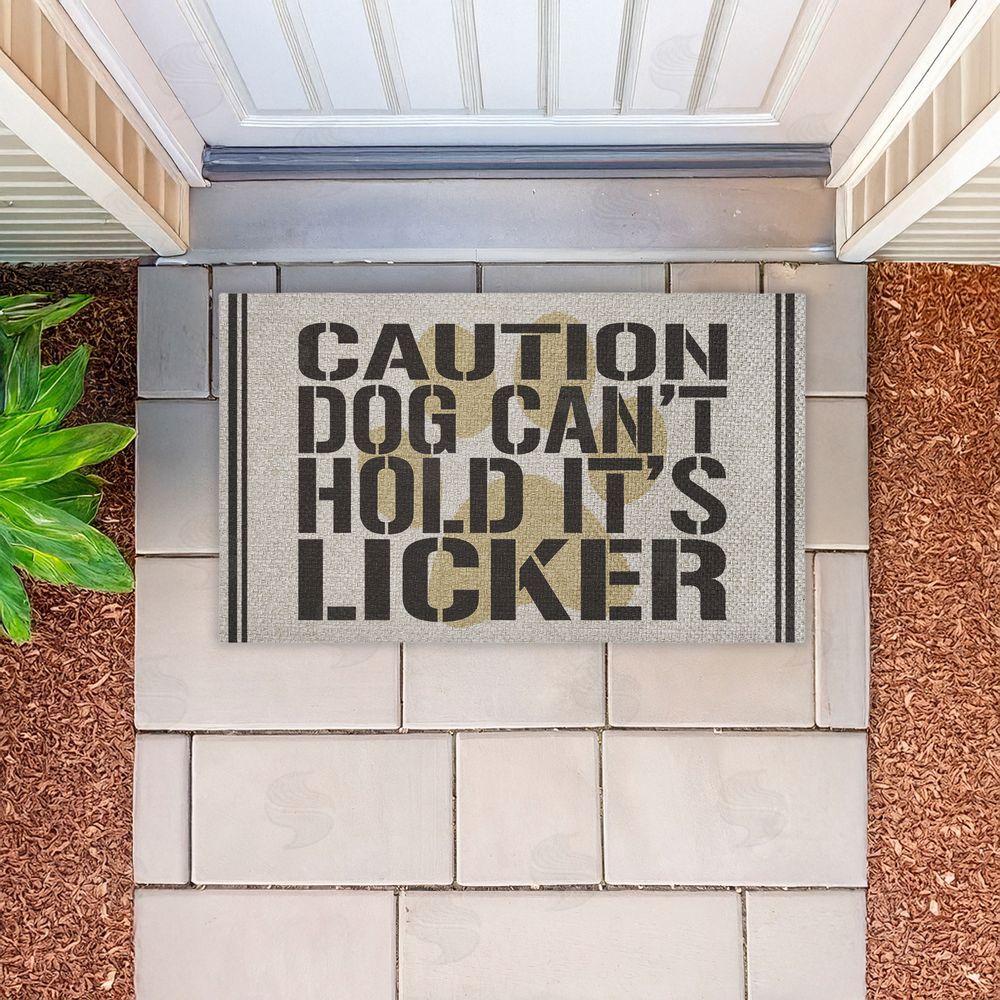 Kim Allen | Dog Can't Hold Licker Faux Sisal Door Mat