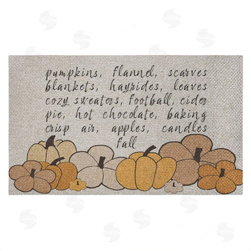 Corinne Rose Designs | Fall Pumpkin Sentiment Faux Sisal Door Mat