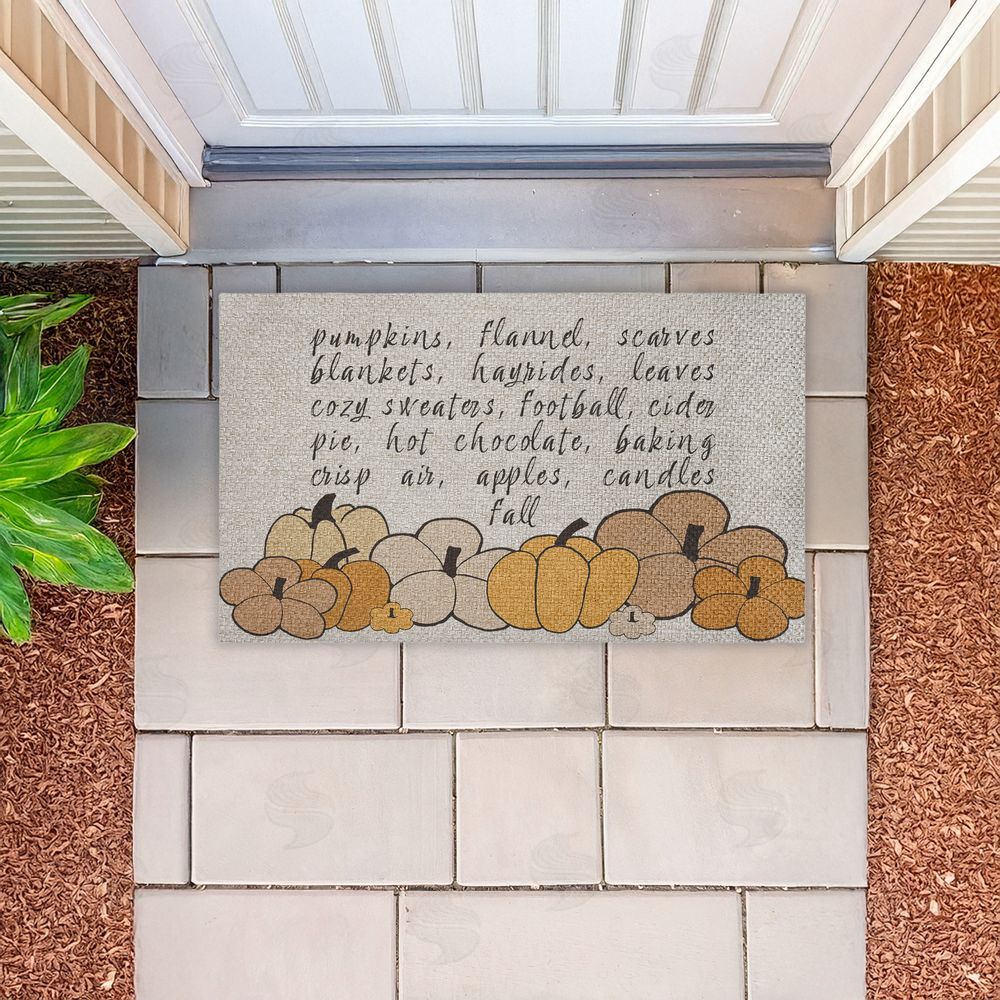 Corinne Rose Designs | Fall Pumpkin Sentiment Faux Sisal Door Mat