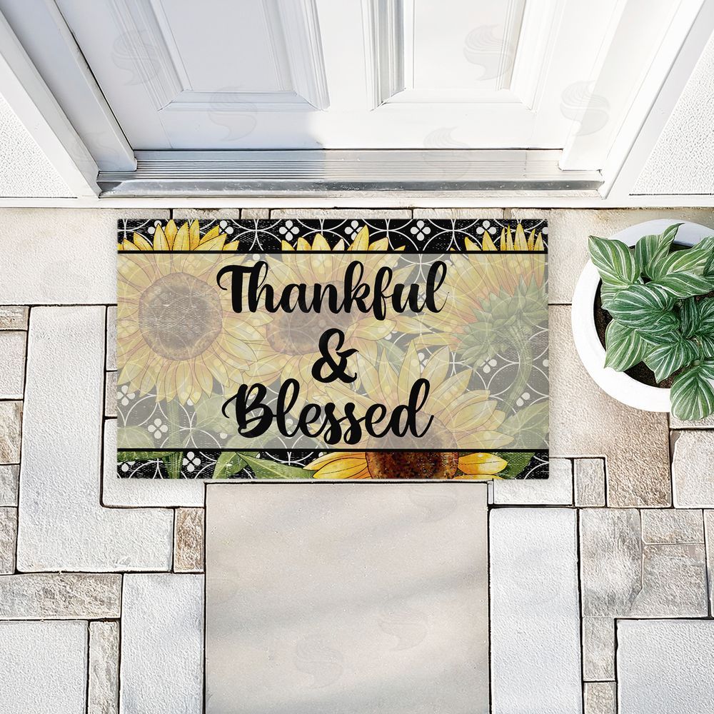 Kim Allen | Thankful & Blessed Sunflowers Non-Woven Door Mat