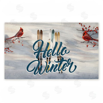 Kim Allen | Hello Winter Cardinals & Skis Non-Woven Door Mat