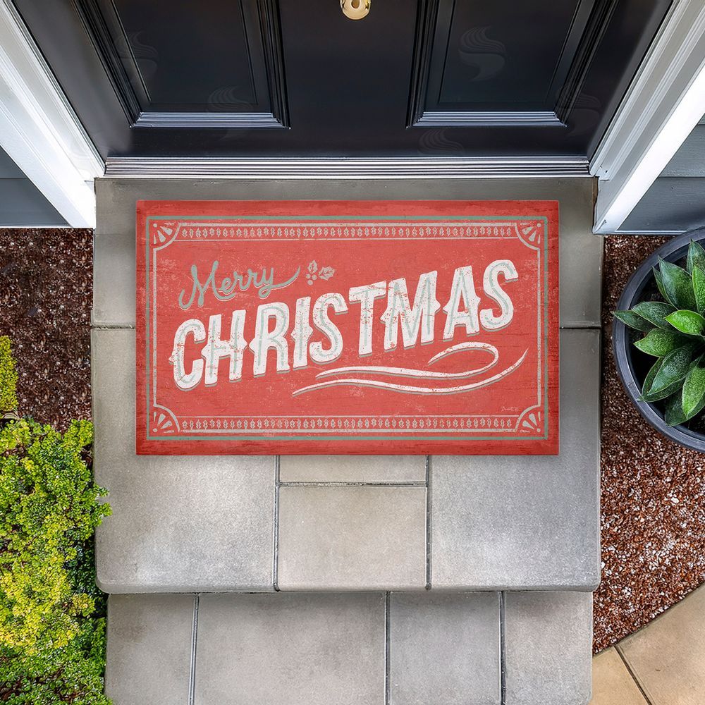 Chad Barrett | Red Vintage Merry Christmas Non-Woven Door Mat