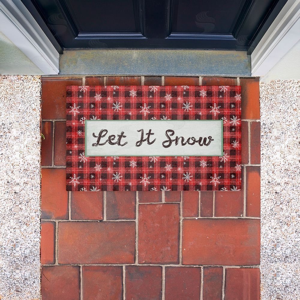 Chad Barrett | Let It Snow Red Plaid Non-Woven Door Mat