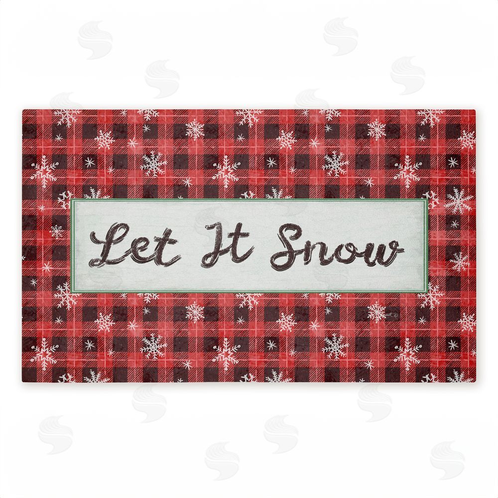 Chad Barrett | Let It Snow Red Plaid Non-Woven Door Mat