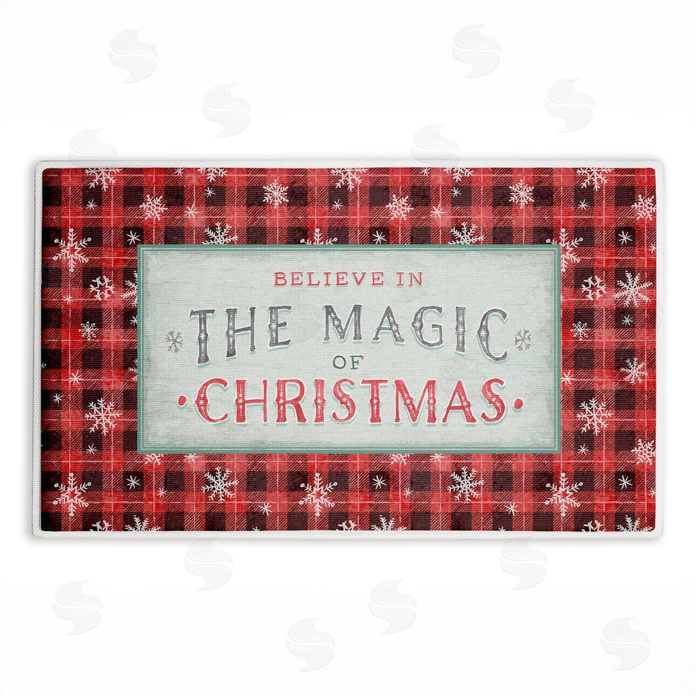 Chad Barrett | Magic of Christmas Red Plaid Plush Bath Mat