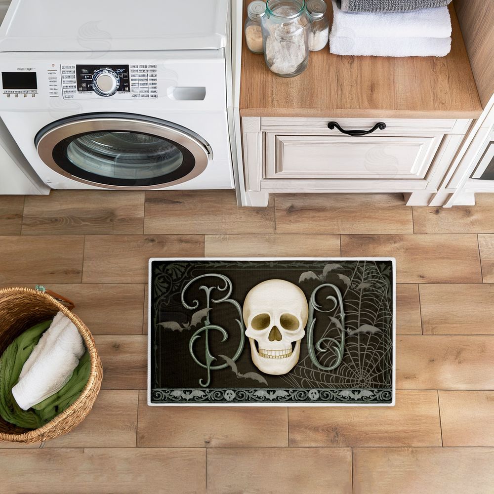 Nicole Tamarin | Boo with Skulls & Bats Plush Bath Mat