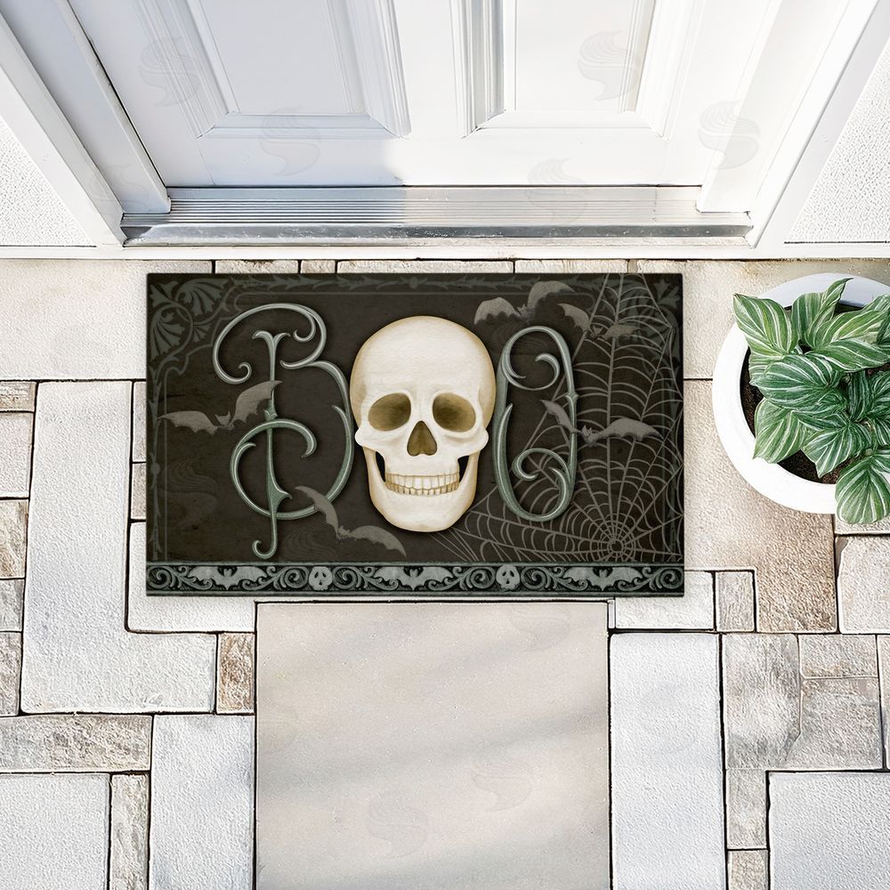Nicole Tamarin | Boo with Skulls & Bats Non-Woven Door Mat