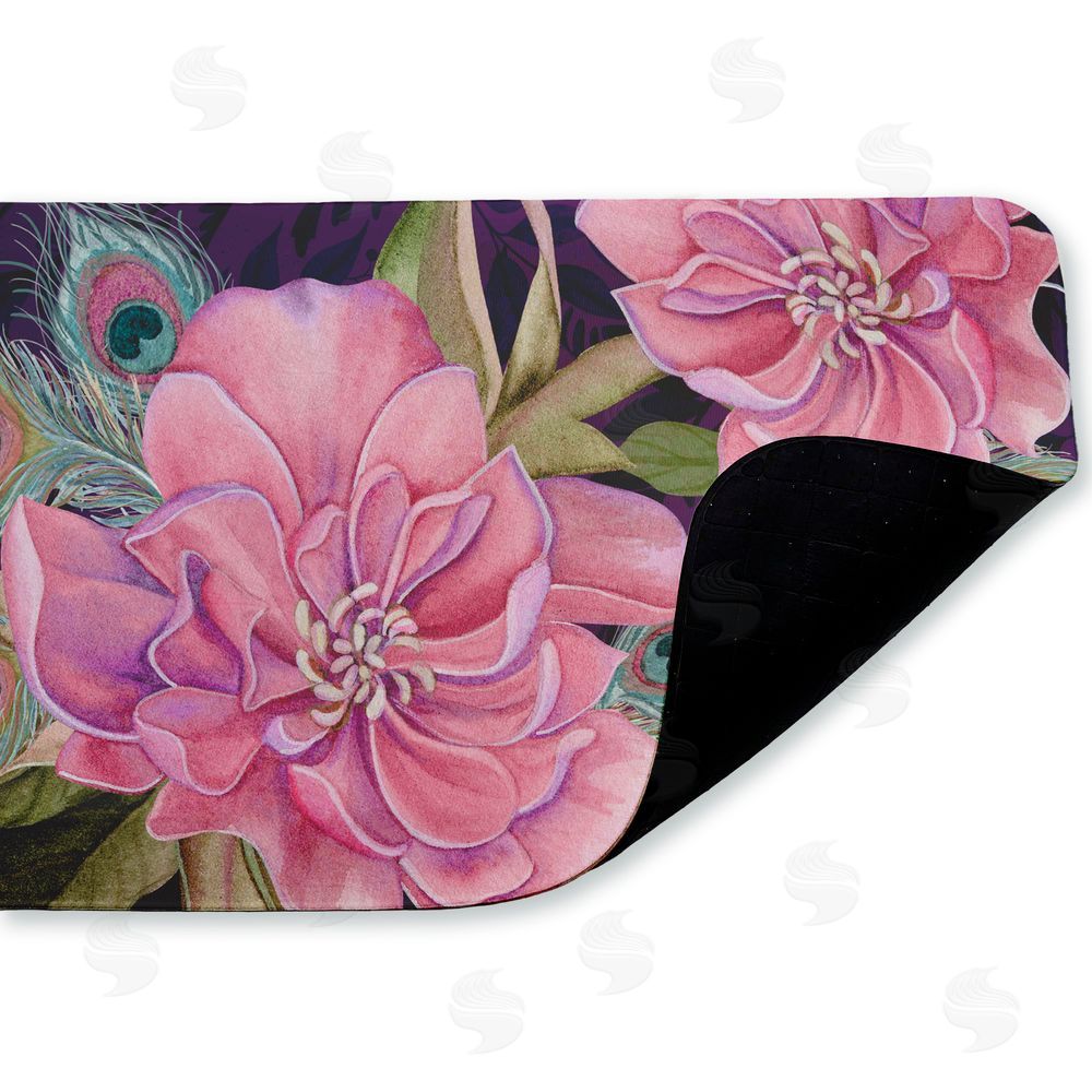 Nicole Tamarin | Midnight Garden Peacock Feathers Anti-Fatigue Mat