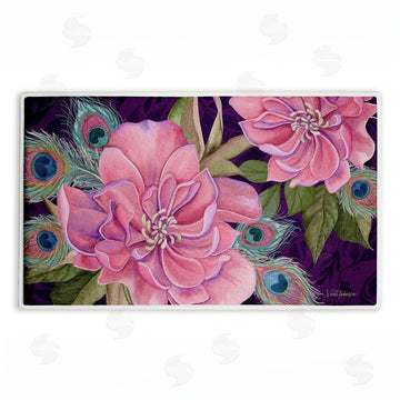 Nicole Tamarin | Midnight Garden Peacock Feathers Plush Bath Mat