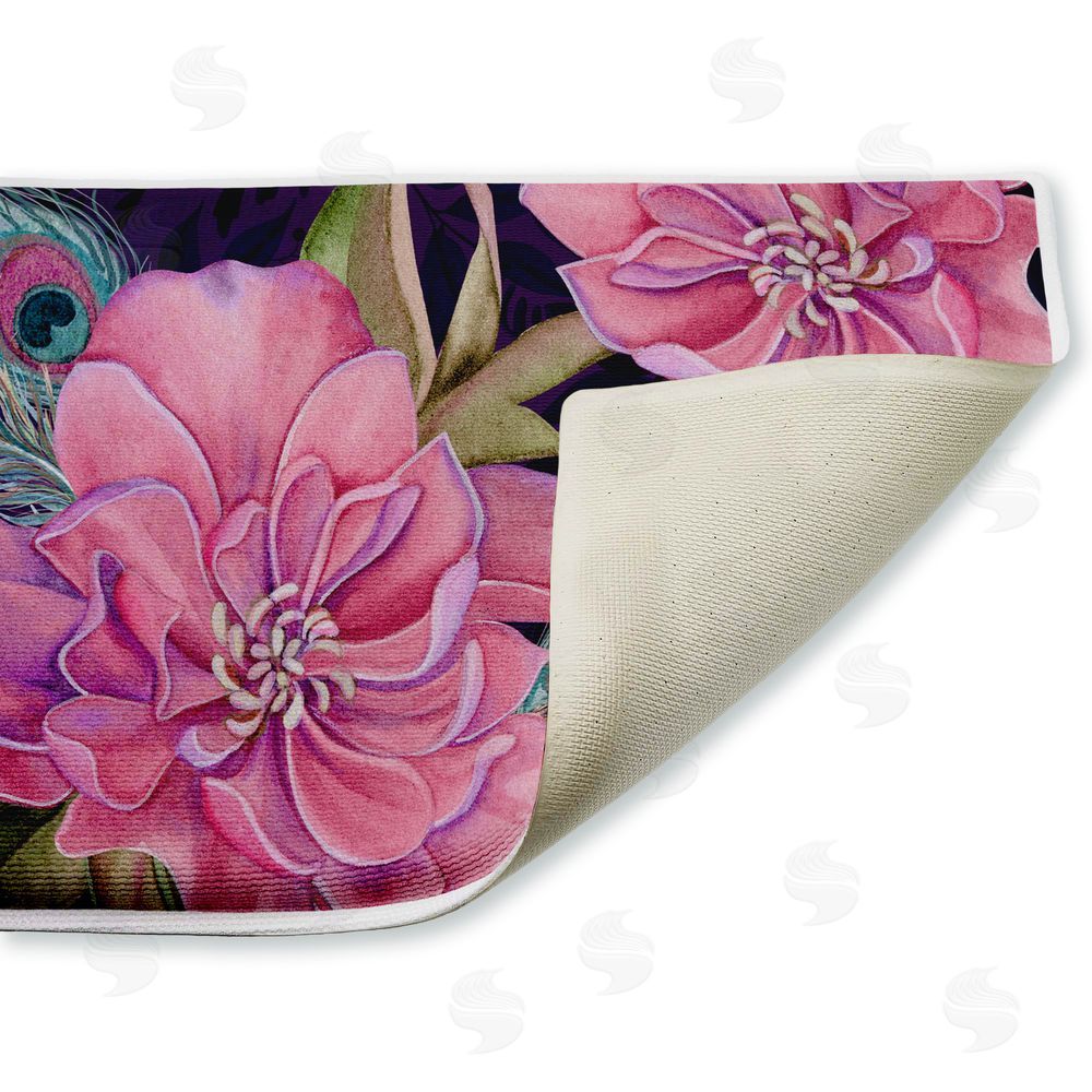Nicole Tamarin | Midnight Garden Peacock Feathers Plush Bath Mat