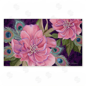 Nicole Tamarin | Midnight Garden Peacock Feathers Non-Woven Door Mat