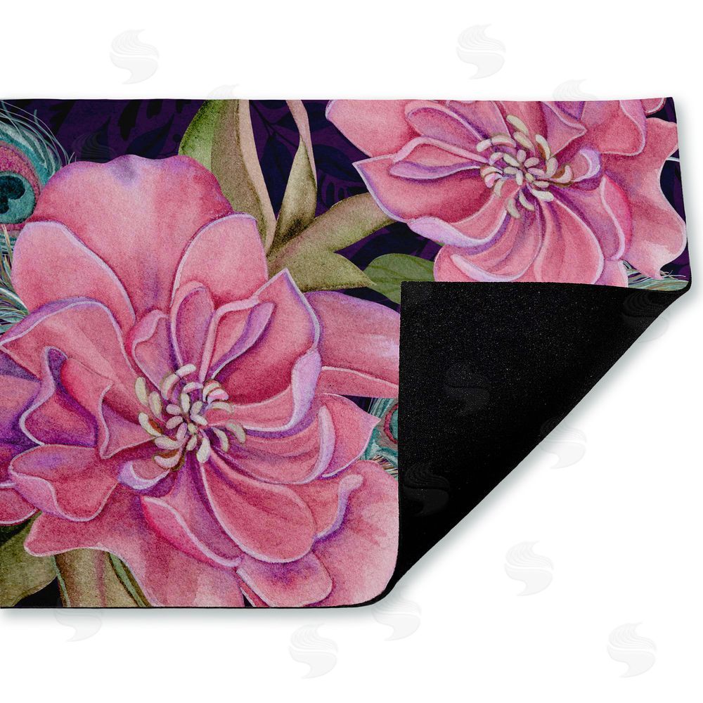 Nicole Tamarin | Midnight Garden Peacock Feathers Non-Woven Door Mat