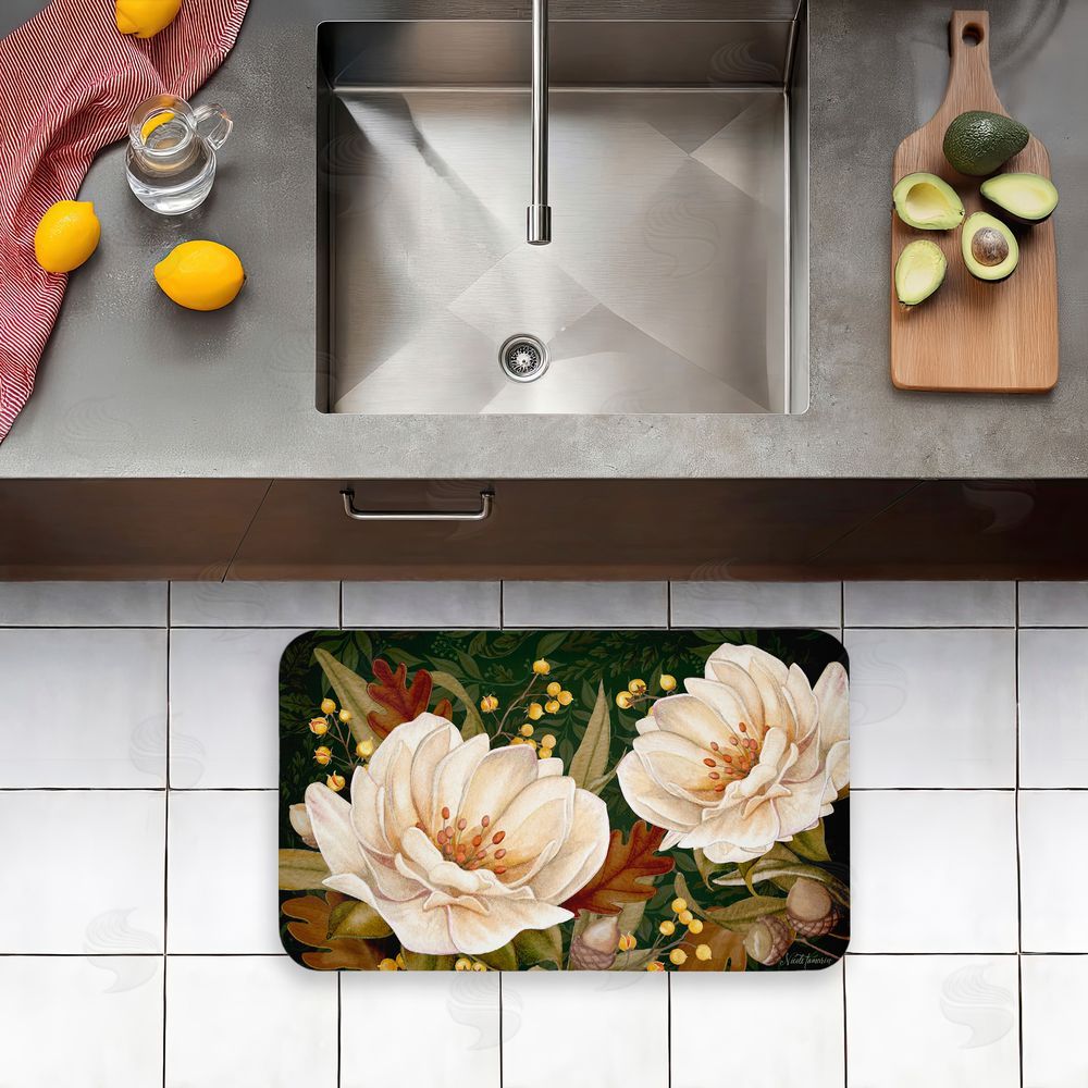Nicole Tamarin | Vintage Midnight Garden Blooms Anti-Fatigue Mat