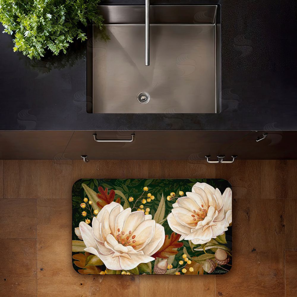 Nicole Tamarin | Vintage Midnight Garden Blooms Anti-Fatigue Mat