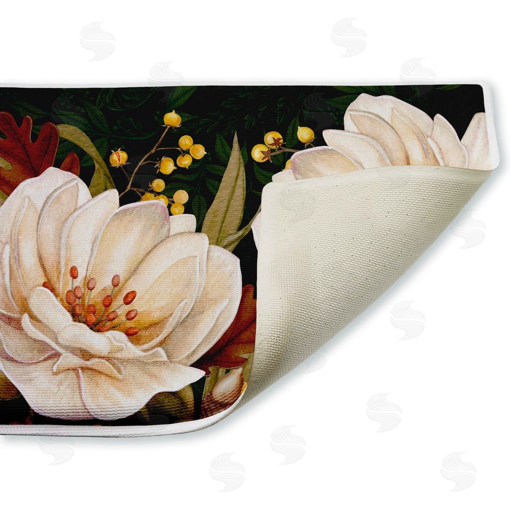 Nicole Tamarin | Vintage Midnight Garden Blooms Plush Bath Mat