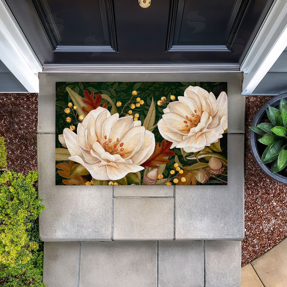 Nicole Tamarin | Vintage Midnight Garden Blooms Non-Woven Door Mat