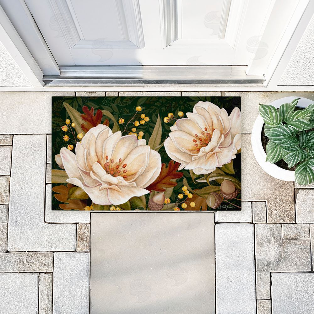 Nicole Tamarin | Vintage Midnight Garden Blooms Non-Woven Door Mat