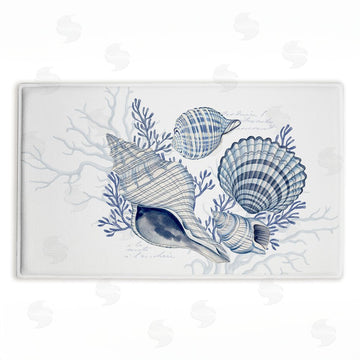 Nicole Tamarin | Coastal Chinoiserie Shells Plush Bath Mat