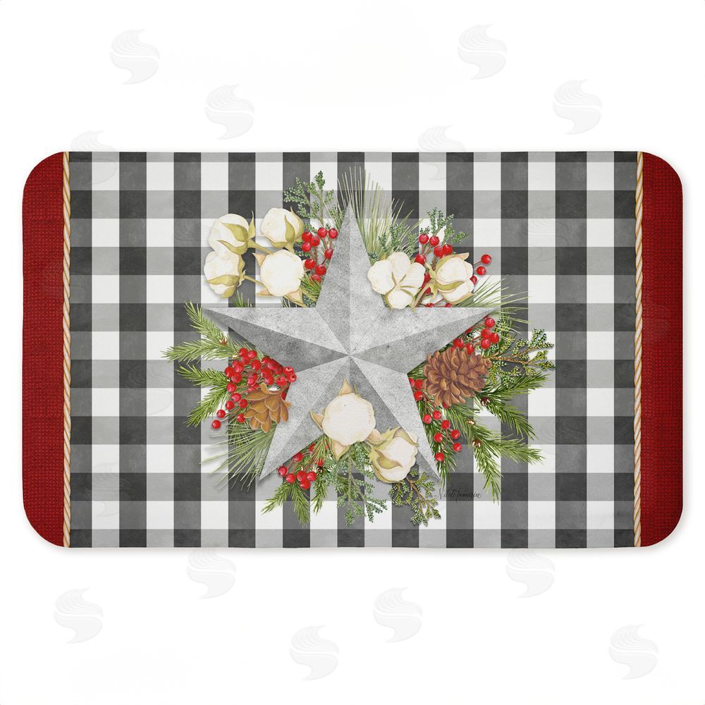 Nicole Tamarin | Gingham & Floral Star Shape Anti-Fatigue Mat