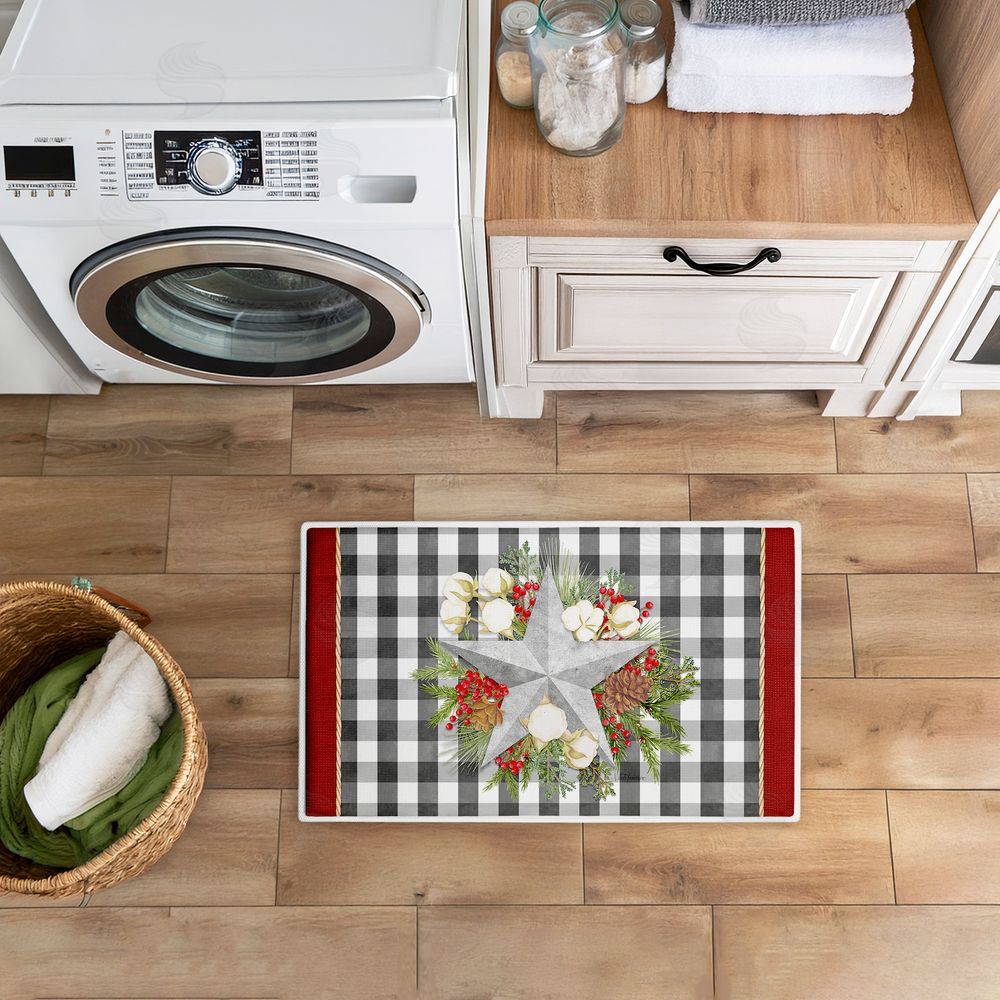Nicole Tamarin | Gingham & Floral Star Shape Plush Bath Mat