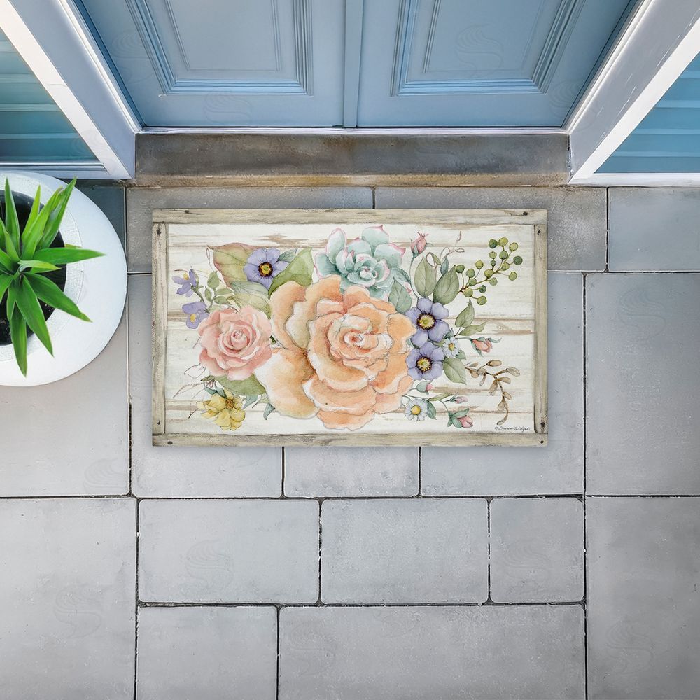 Susan Winget | Rose Succulent Bouquet Non-Woven Door Mat