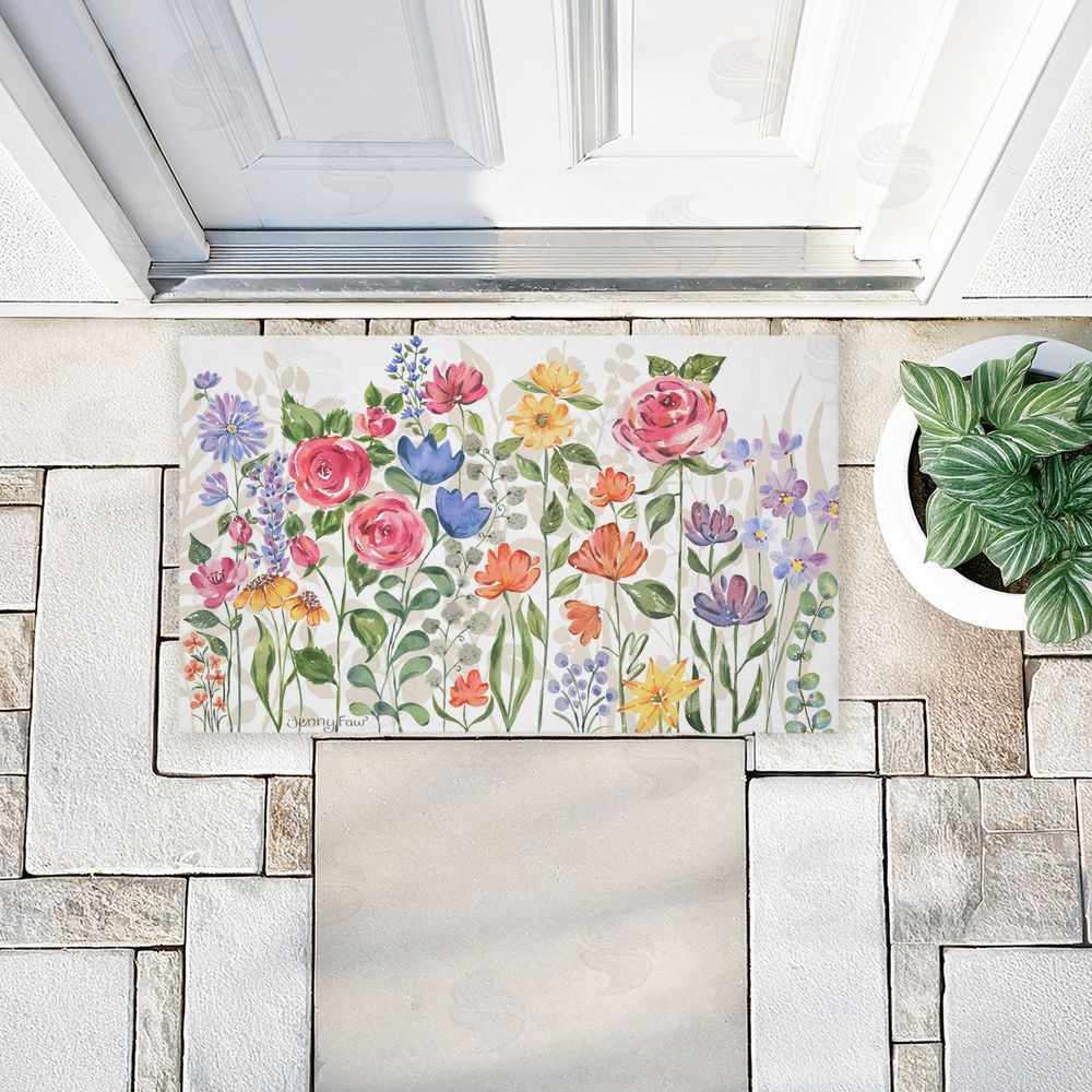 Jenny Faw | Springtime Wildflower Blossoms Non-Woven Door Mat