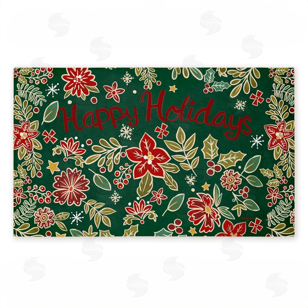 Jenny Faw | Holiday Poinsettia Greeting Non-Woven Door Mat