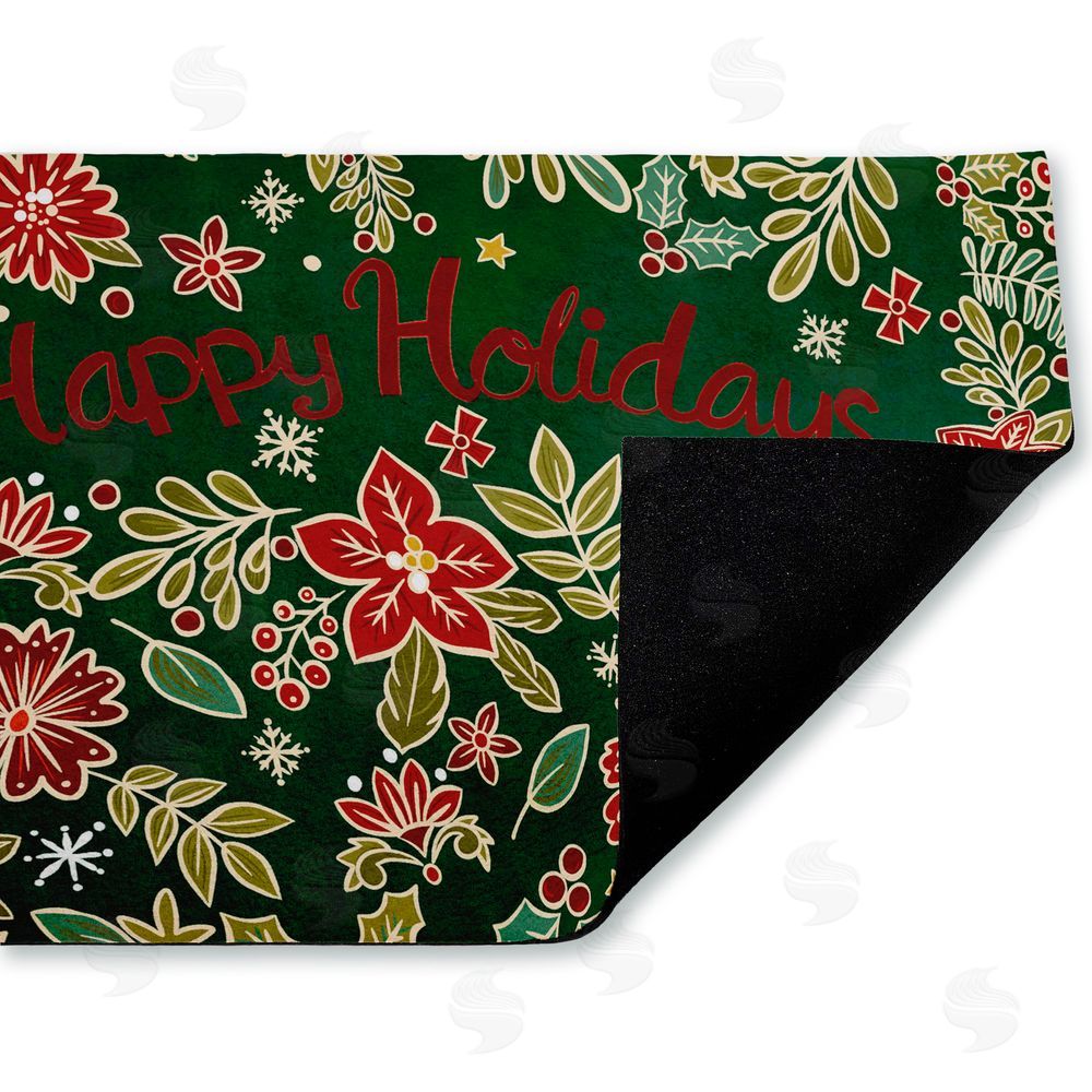 Jenny Faw | Holiday Poinsettia Greeting Non-Woven Door Mat