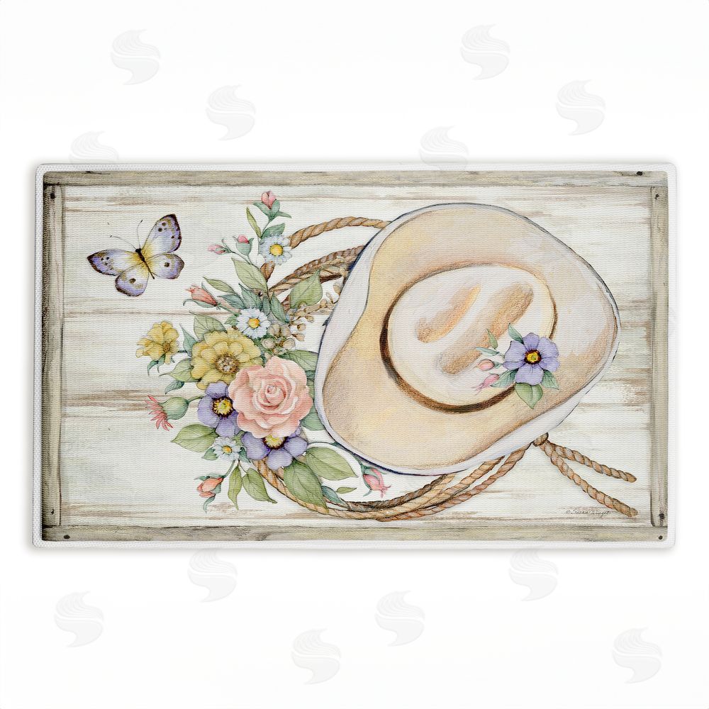 Susan Winget | Shabby Chic Floral Cowboy Hat Plush Bath Mat