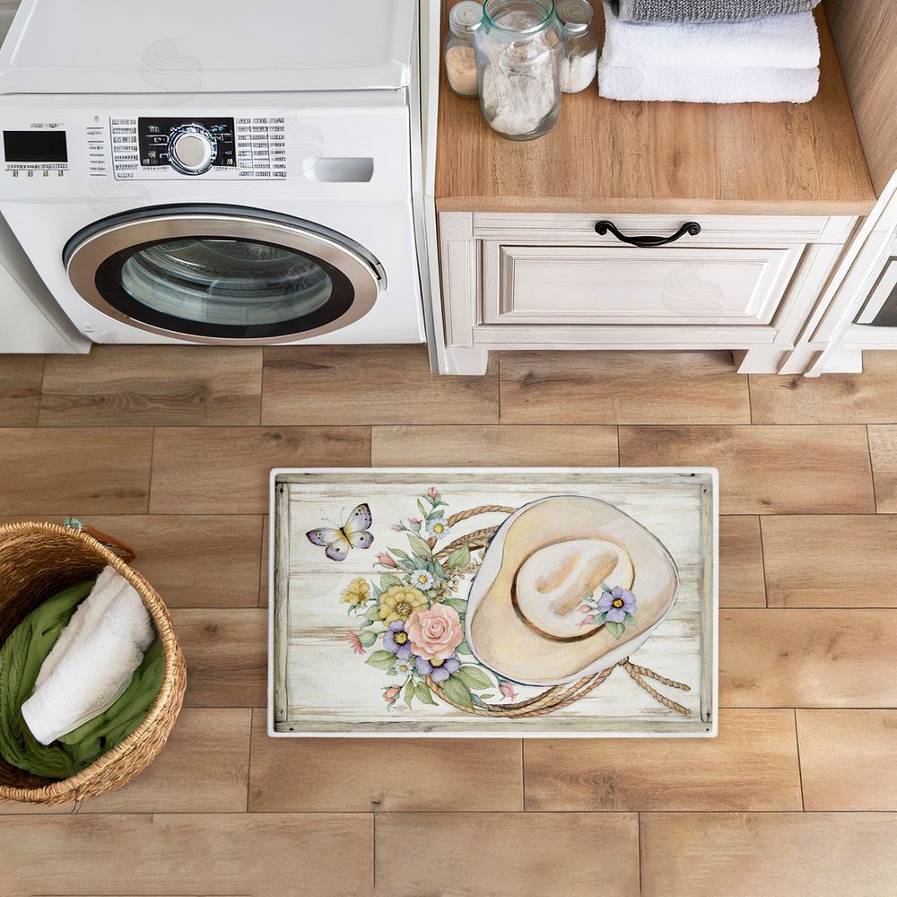 Susan Winget | Shabby Chic Floral Cowboy Hat Plush Bath Mat