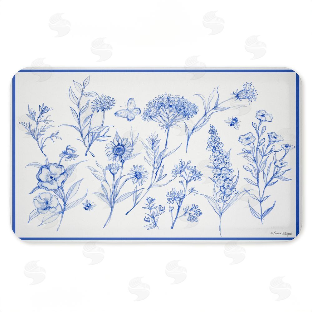 Susan Winget | Single Blue Flower Sprigs Anti-Fatigue Mat