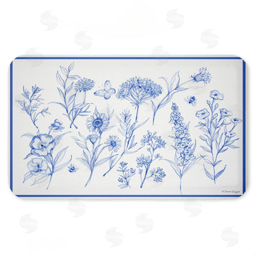 Susan Winget | Single Blue Flower Sprigs Anti-Fatigue Mat