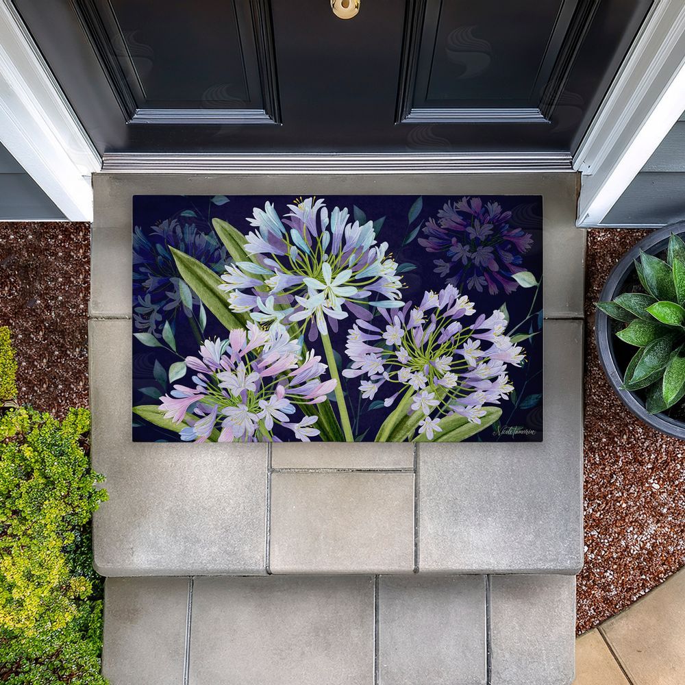 Nicole Tamarin | Midnight Garden Flowers Non-Woven Door Mat