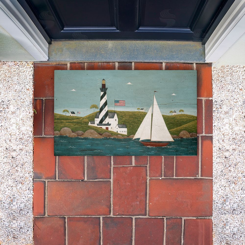 Warren Kimble | Coastal Breeze Lighthouse Harbor Non-Woven Door Mat