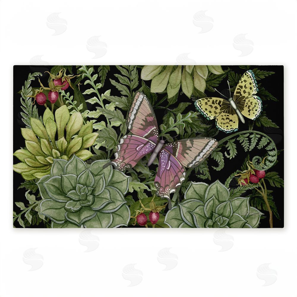 Nicole Tamarin | Dark Succulents Midnight Garden Non-Woven Door Mat