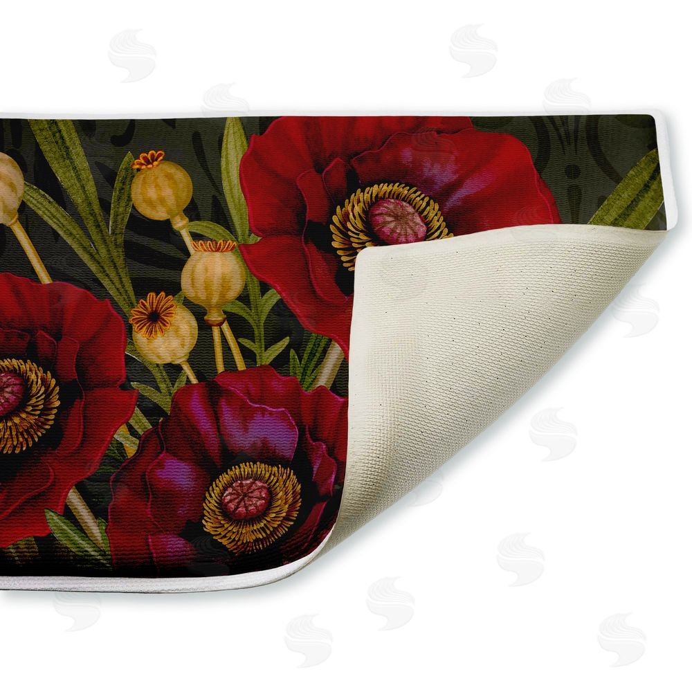 Nicole Tamarin | Red Poppy Midnight Garden Plush Bath Mat