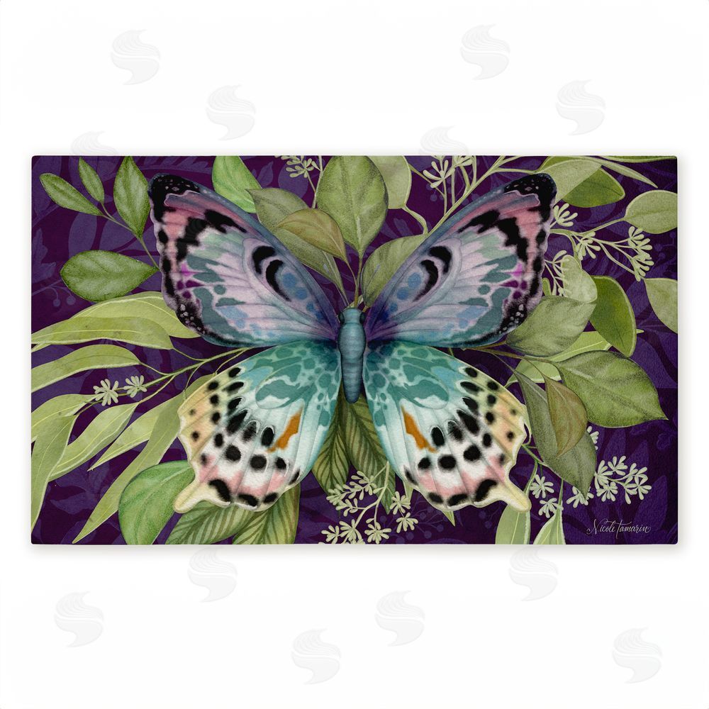 Nicole Tamarin | Midnight Butterfly Garden Non-Woven Door Mat
