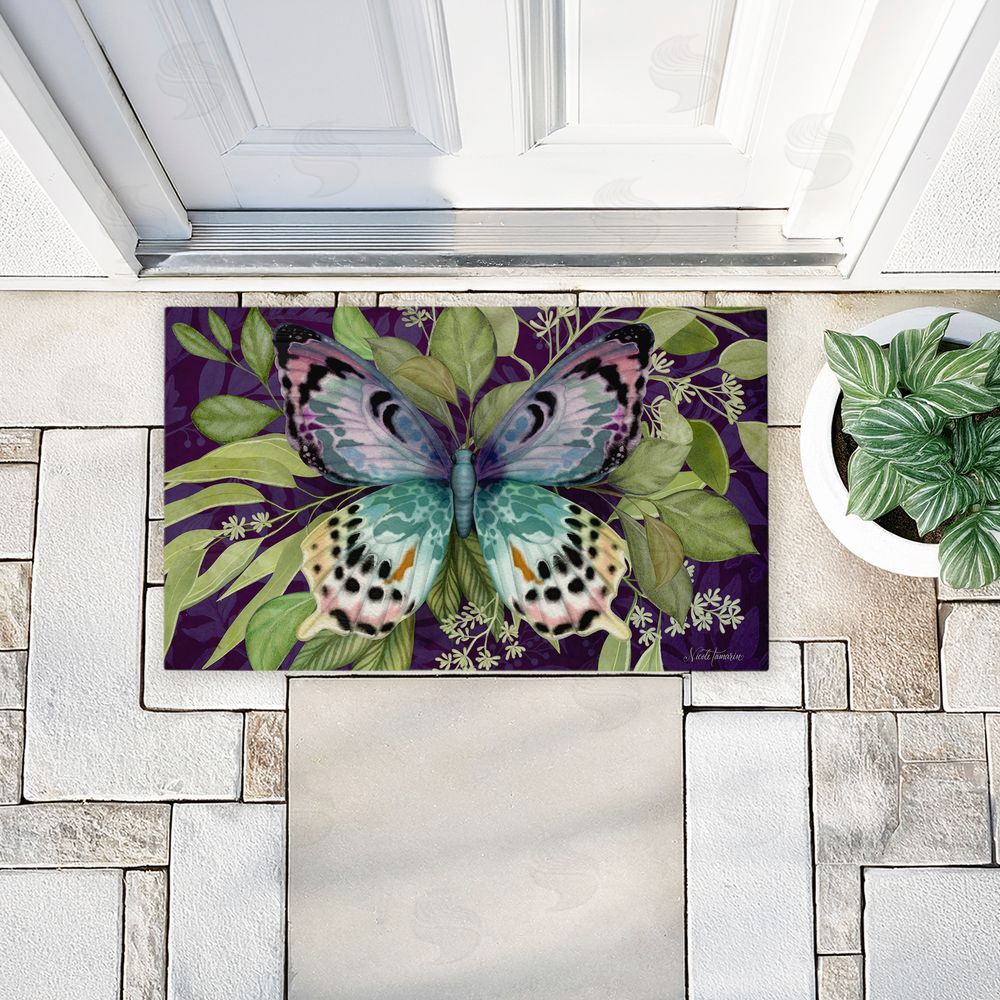 Nicole Tamarin | Midnight Butterfly Garden Non-Woven Door Mat