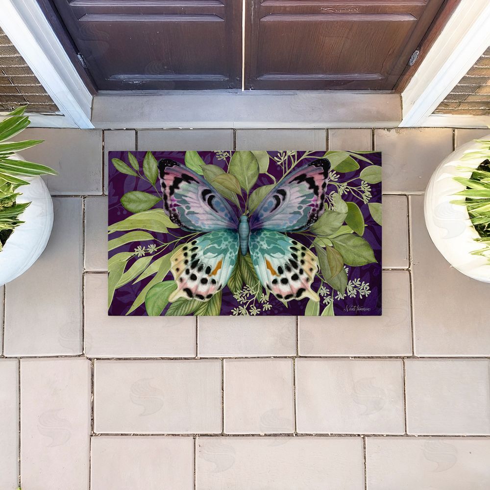 Nicole Tamarin | Midnight Butterfly Garden Non-Woven Door Mat