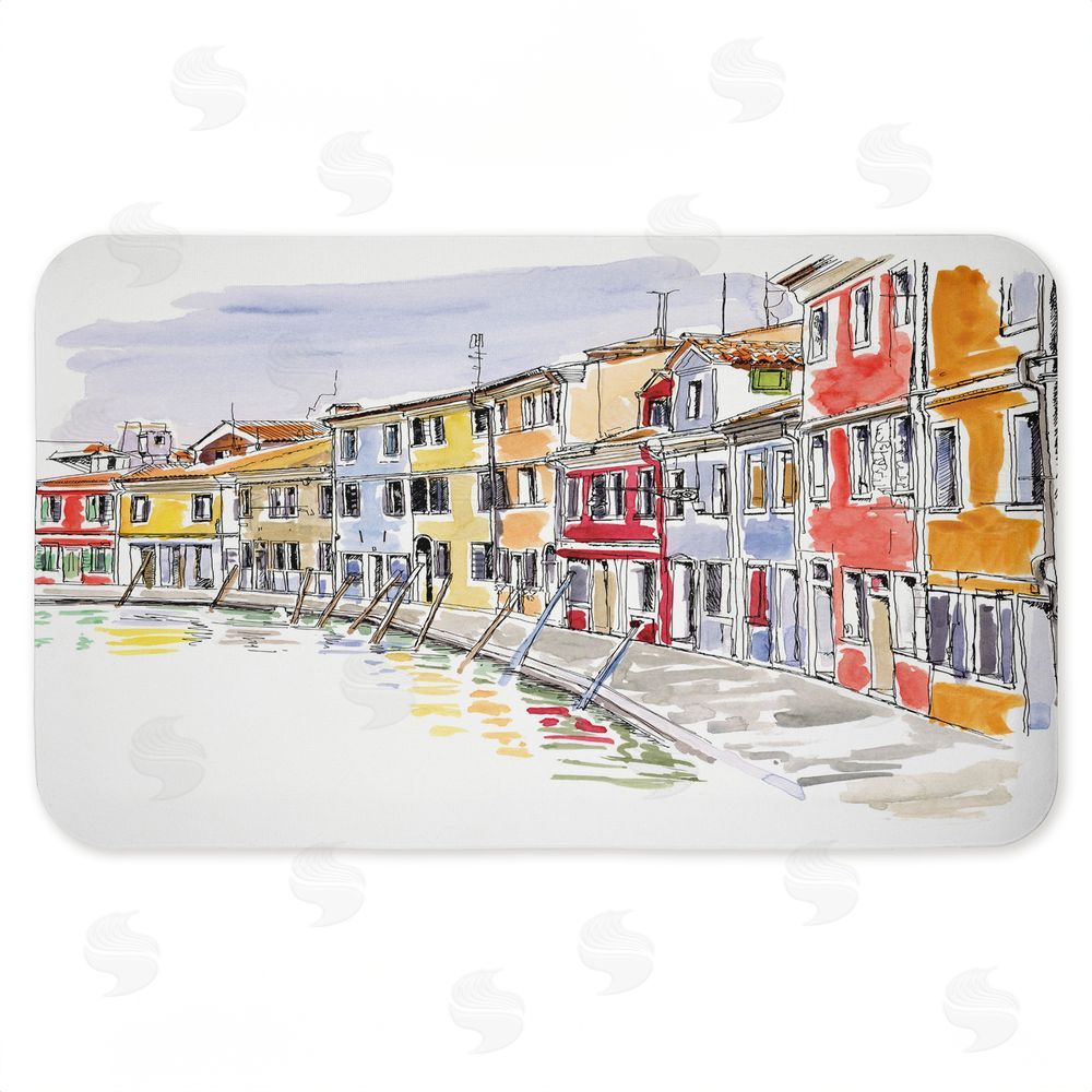 Tim Coffey | Quaint Coastal Town Buildings Anti-Fatigue Mat