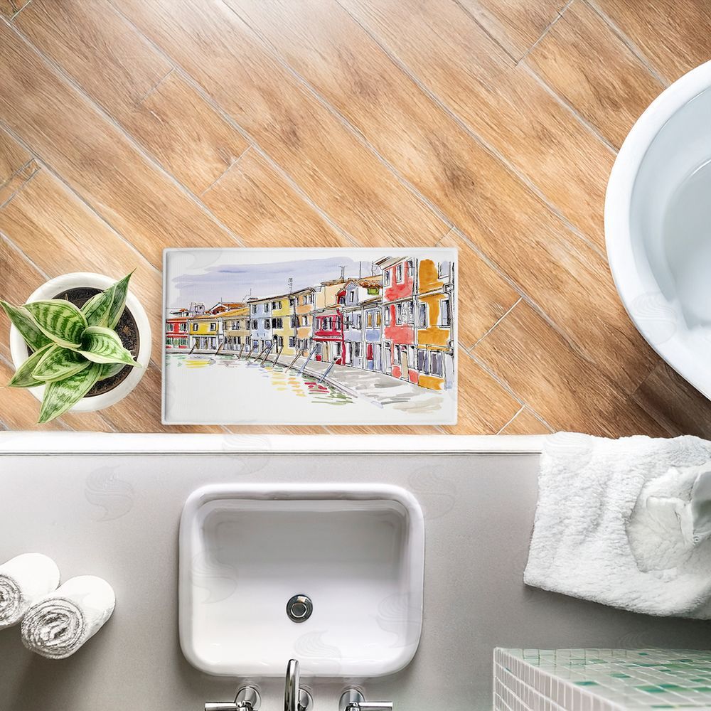 Tim Coffey | Quaint Coastal Town Buildings Plush Bath Mat