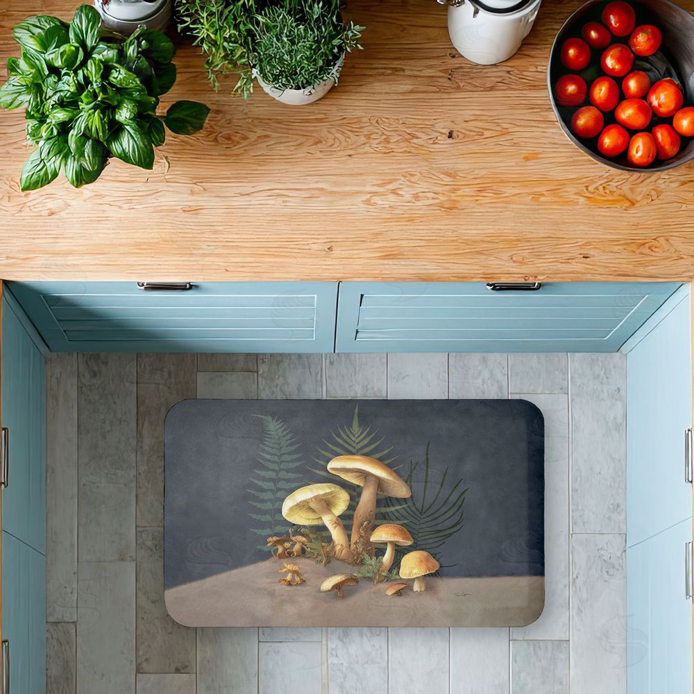 Tim Coffey | Mushrooms & Ferns on Blue Anti-Fatigue Mat
